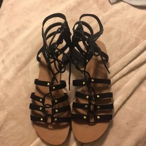 Black lace up Gladiator sandals